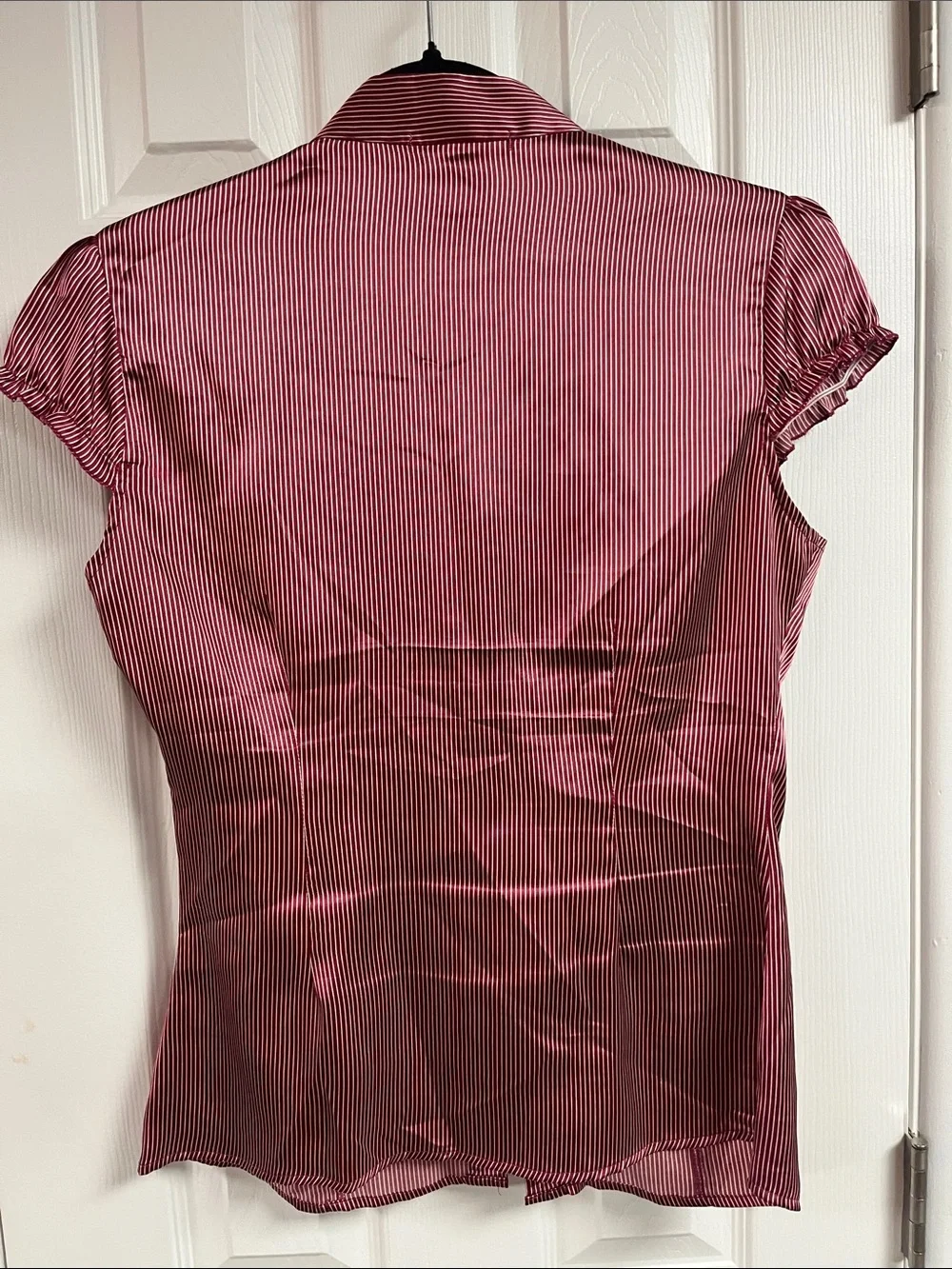 Charlotte Russe Pink Striped Satin Button-Front Blouse